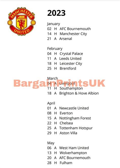 manchester united fixtures 2022 2023